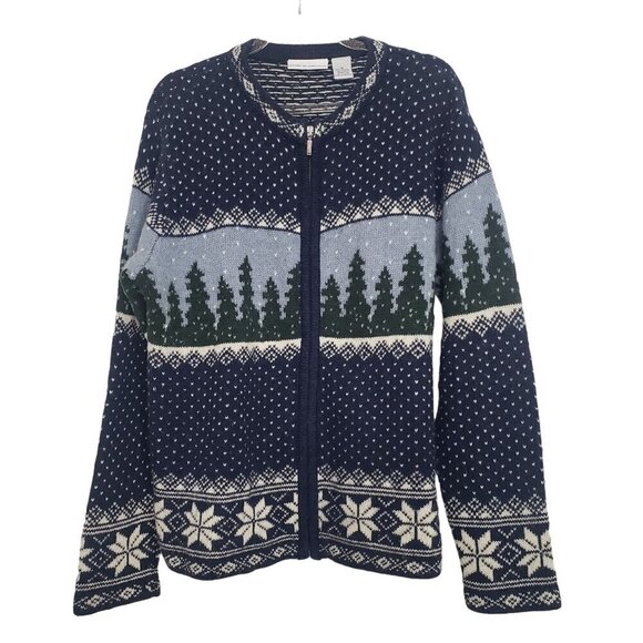 croft & barrow Sweaters - Croft & Barrow Cardigan Womens Size Medium Winter Forest Woods Cabin Sweater